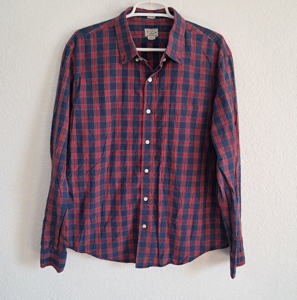 J. Crew Other - Vintage J.Crew Men’s XL Tartan Plaid Red Blue Button Down Shirt Long Sleeve